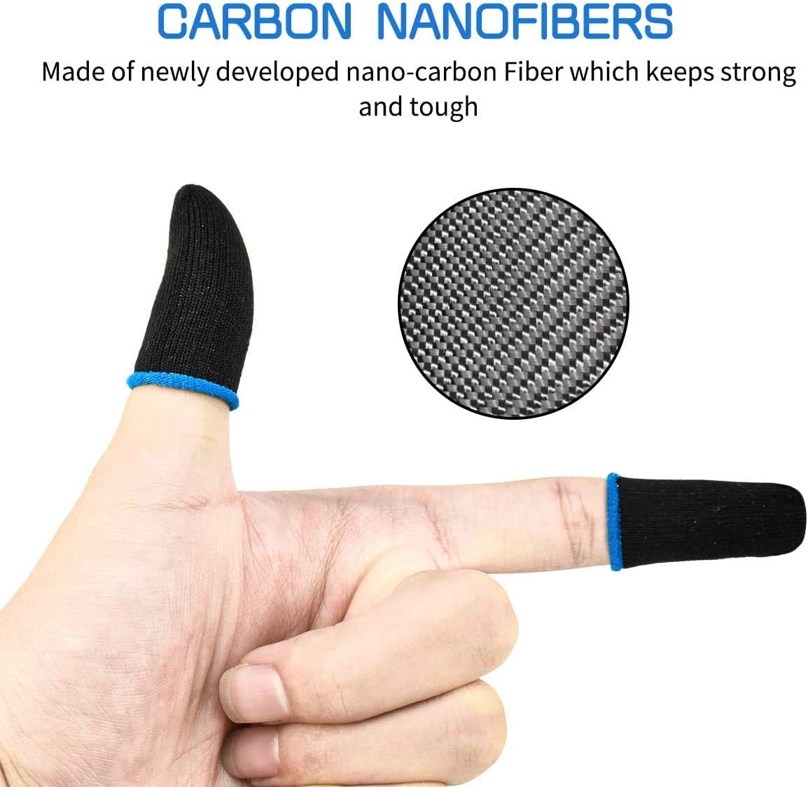 PUBG Mobile Finger Sleeves for Mobile Gaming | Pack of 10 | Thumb Sleeves for Mobile Gaming | PUBG COD Fortnite | Anti Sweat Anti Dryness Breathable | Finger Gloves (Blue) - Image 5
