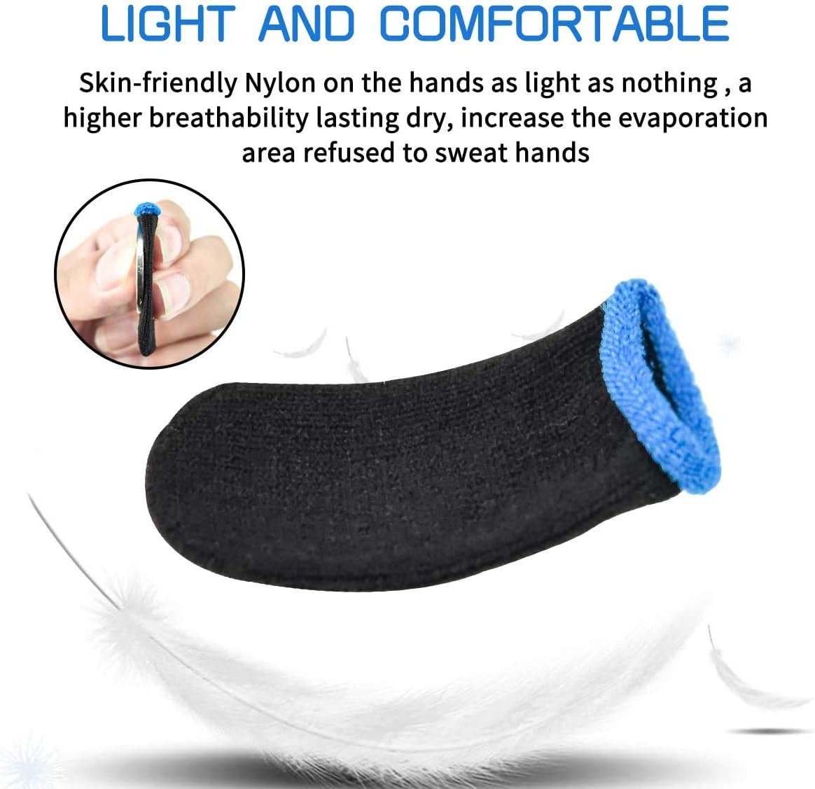 PUBG Mobile Finger Sleeves for Mobile Gaming | Pack of 10 | Thumb Sleeves for Mobile Gaming | PUBG COD Fortnite | Anti Sweat Anti Dryness Breathable | Finger Gloves (Blue) - Image 6
