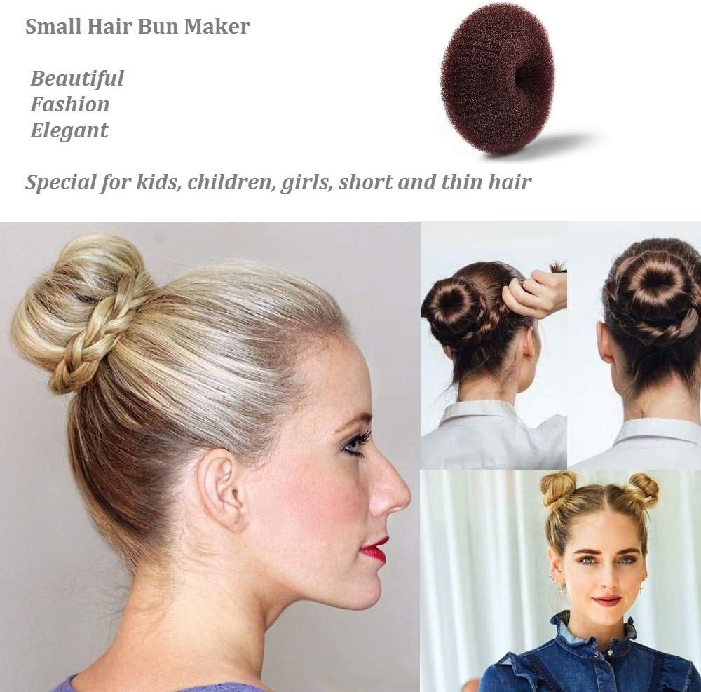 Extra Small Bun Makers for Kids, 6 PCS Chignon Donut Sock Forms for Girls, Mini Doughnut Shapers for Short and Thin Hair (2 Inch, Dark Brown) - Image 3