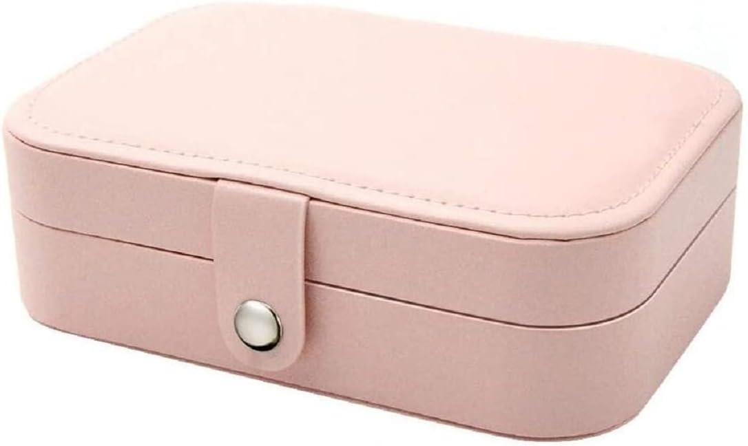 Small Jewelry Box, Travel Jewelry Organizer Portable Jewelry Storage Case for Necklace Earring Rings, Double Layer PU Leather Mini Jewelry Gift Box for Girls Women, Pink - Image 2
