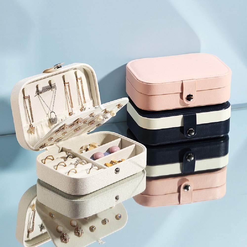 Small Jewelry Box, Travel Jewelry Organizer Portable Jewelry Storage Case for Necklace Earring Rings, Double Layer PU Leather Mini Jewelry Gift Box for Girls Women, Pink - Image 7