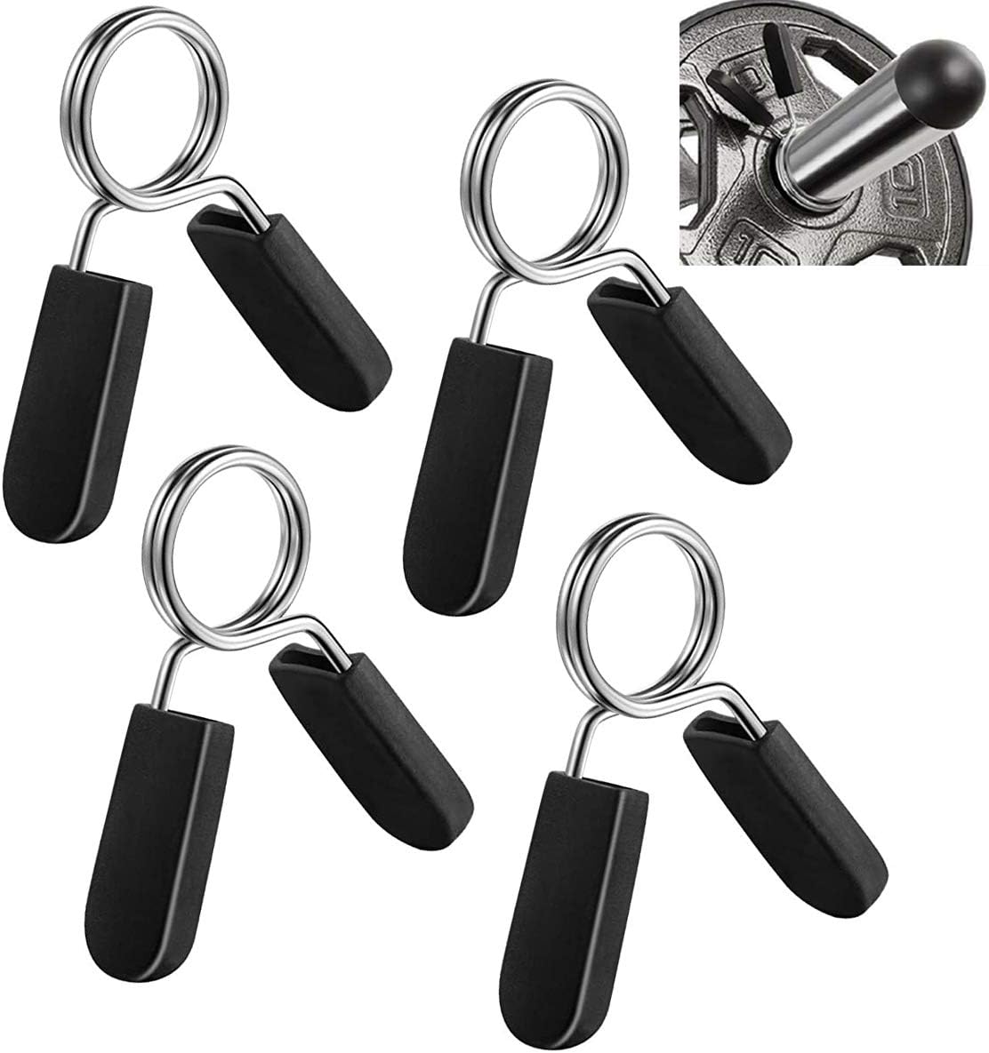 1 inch (25 mm) Spring Clip Collars with Easy-Grip Handle for Smooth Dumbbell Handle or Weightlifting Barbell (Pack of 4) - Image 1