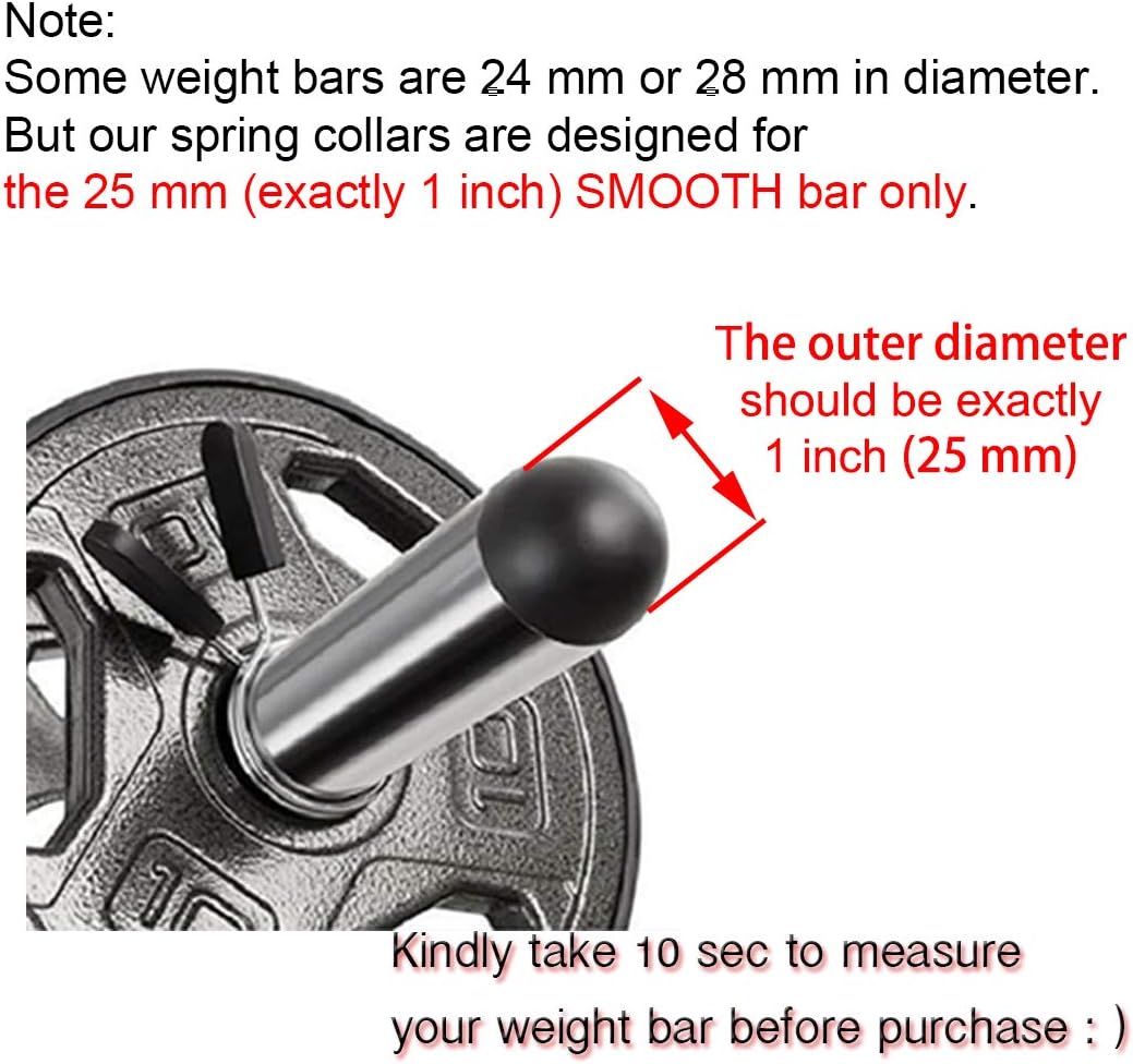 1 inch (25 mm) Spring Clip Collars with Easy-Grip Handle for Smooth Dumbbell Handle or Weightlifting Barbell (Pack of 4) - Image 2