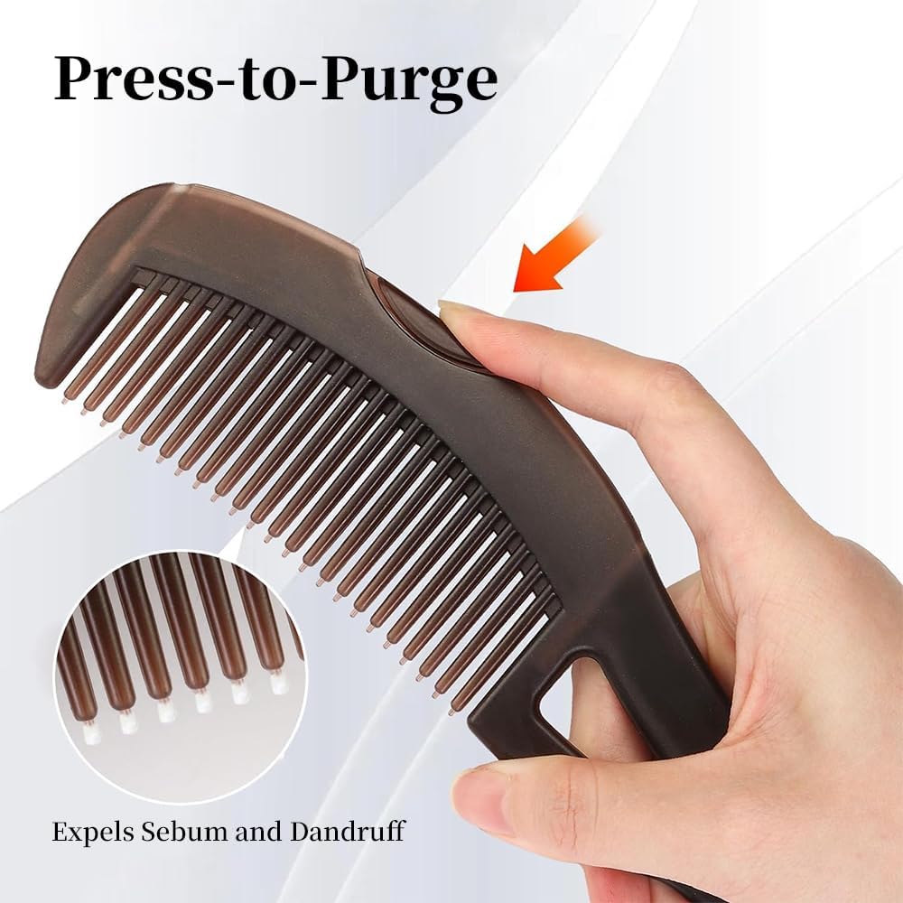 Dandruff Comb with Self-Cleaning Hollow Teeth & Massage Handle - Scalp Detox Comb for Flakes, Oil Removal - Dandruff Scalp Hair Combs for Women/Men/Kids - Image 3