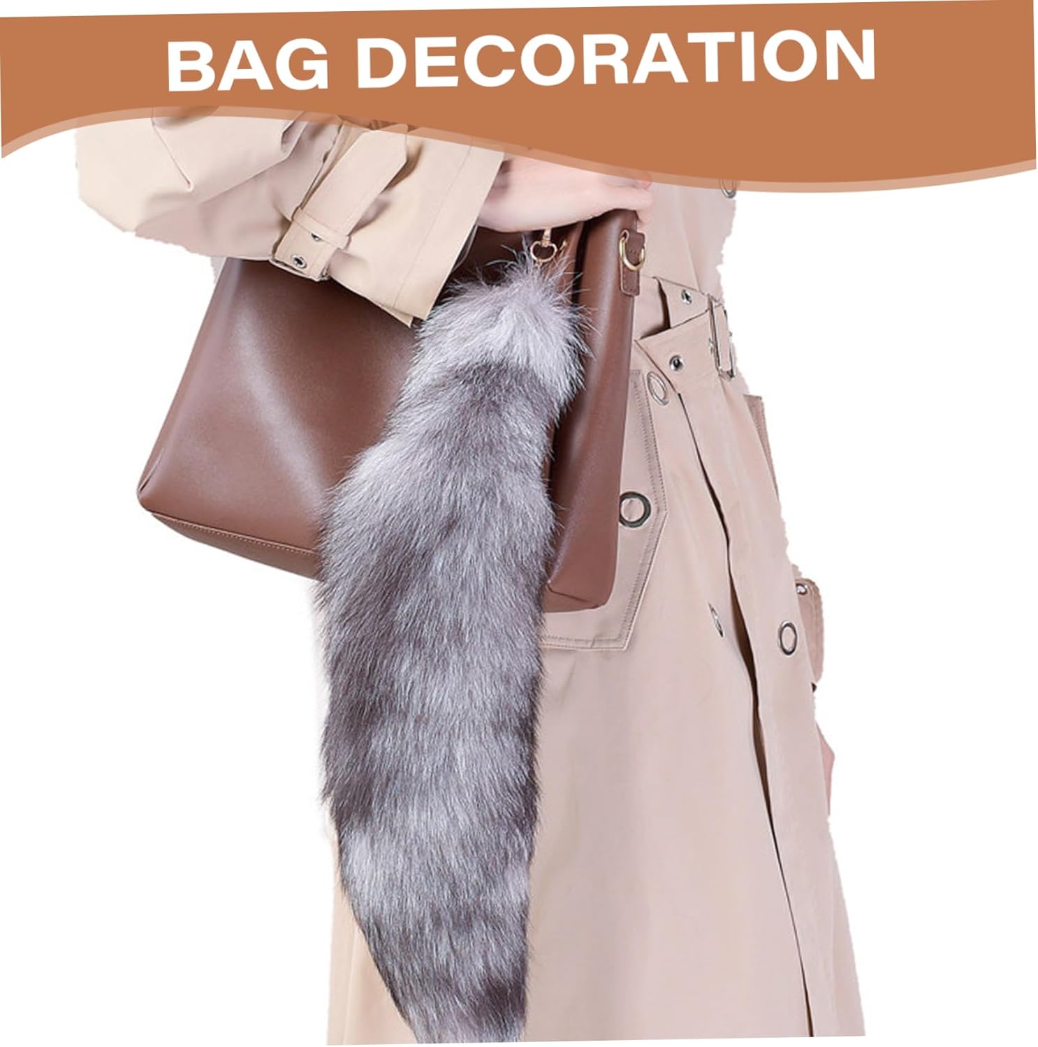 3 Pcs Therian Tail, 15.8 Inch Long Therian Fox Tail with Clasp, Halloween Soft Fluffy Fox Tail Keychain, Hanging Fox Tails for Women Adult Handbag Backpack - Image 2