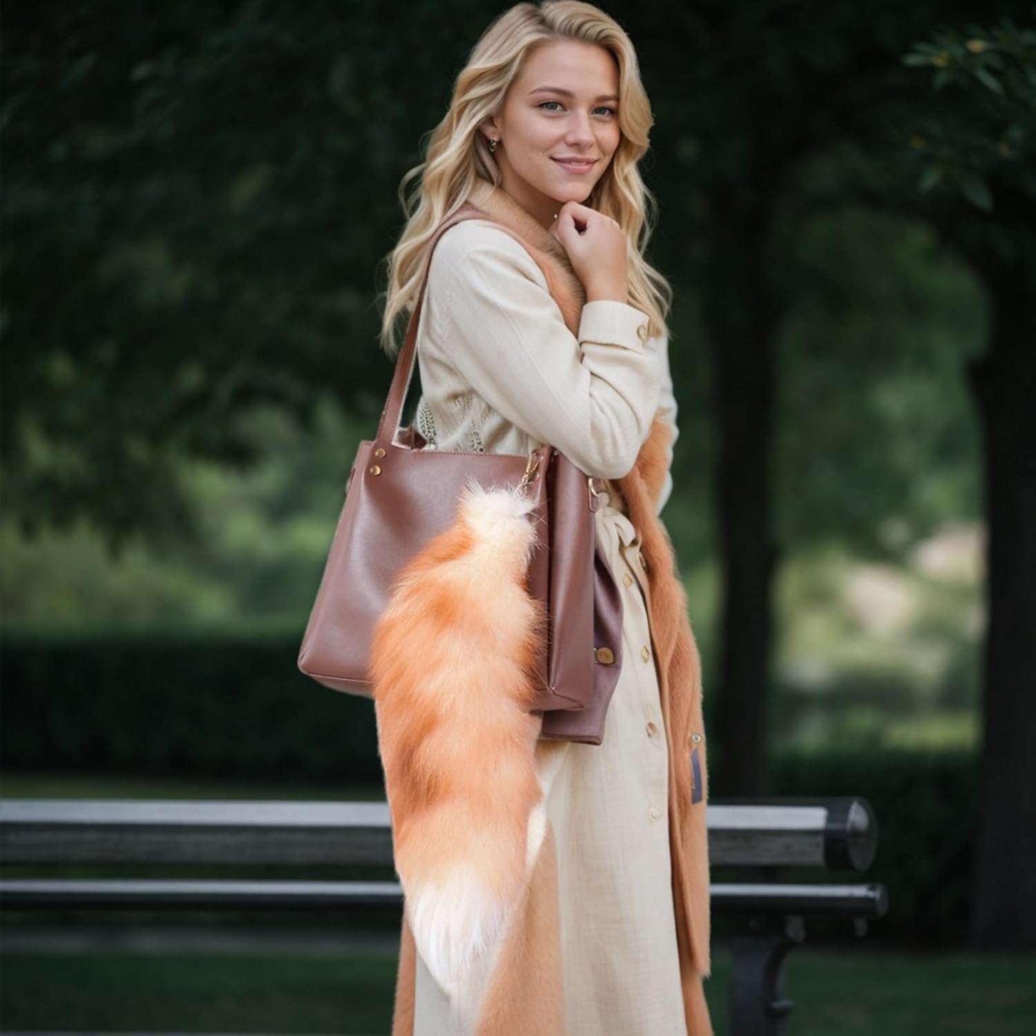 3 Pcs Therian Tail, 15.8 Inch Long Therian Fox Tail with Clasp, Halloween Soft Fluffy Fox Tail Keychain, Hanging Fox Tails for Women Adult Handbag Backpack - Image 6