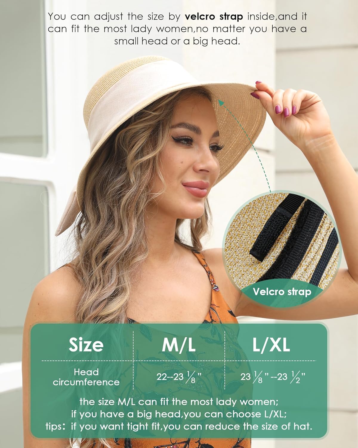 Sun Hat Womens Wide Brim Foldable Straw Hats Beach Sun Hats for Women Floppy Summer Hats UPF 50+ - Image 3
