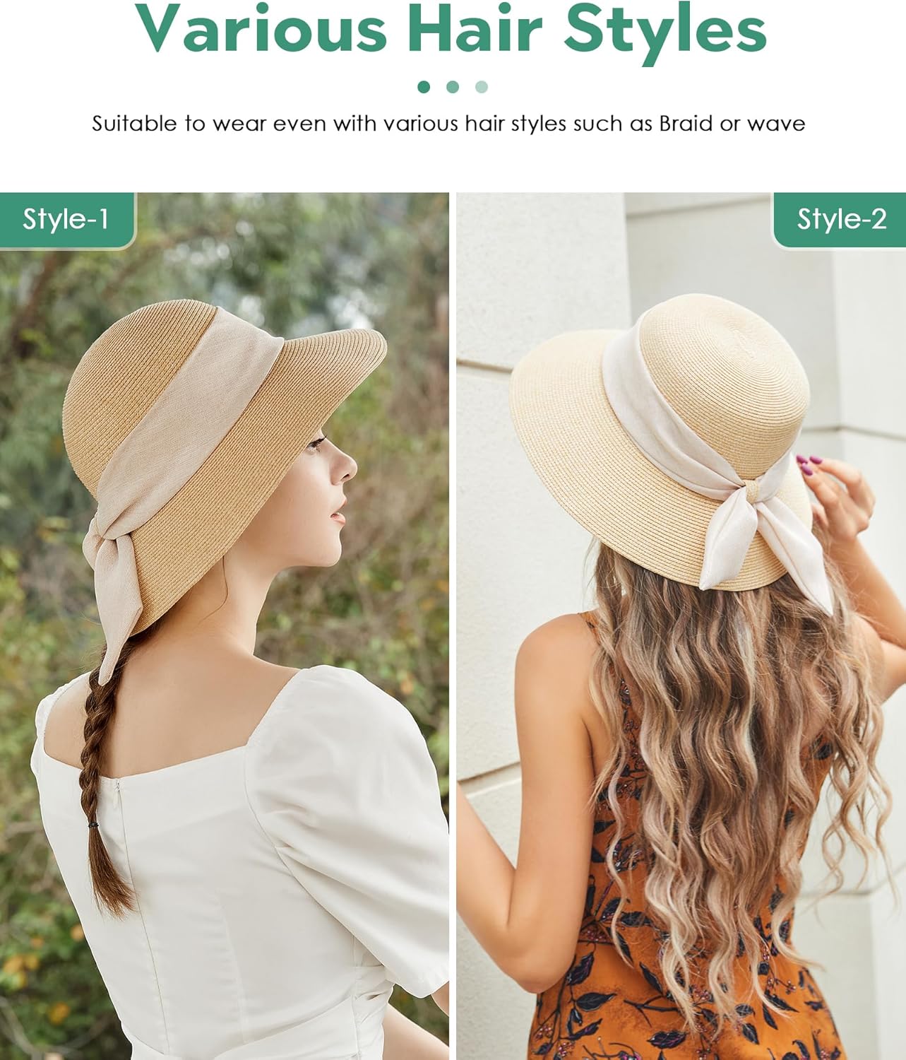 Sun Hat Womens Wide Brim Foldable Straw Hats Beach Sun Hats for Women Floppy Summer Hats UPF 50+ - Image 4