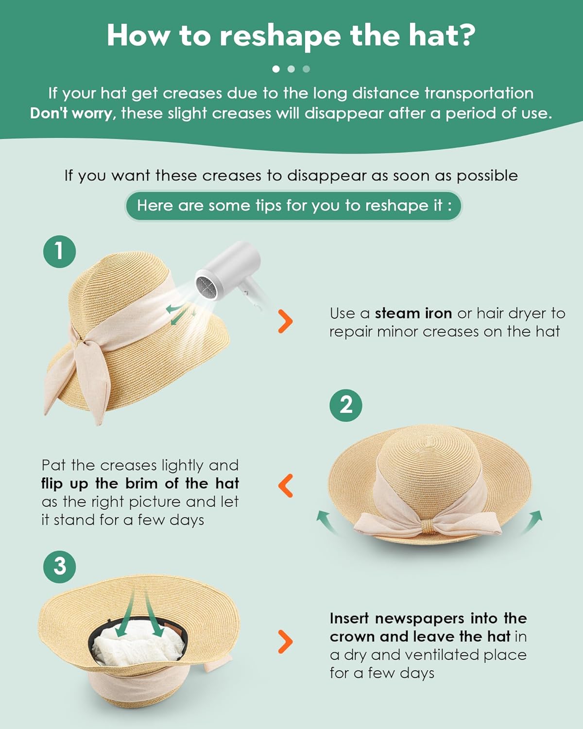 Sun Hat Womens Wide Brim Foldable Straw Hats Beach Sun Hats for Women Floppy Summer Hats UPF 50+ - Image 6