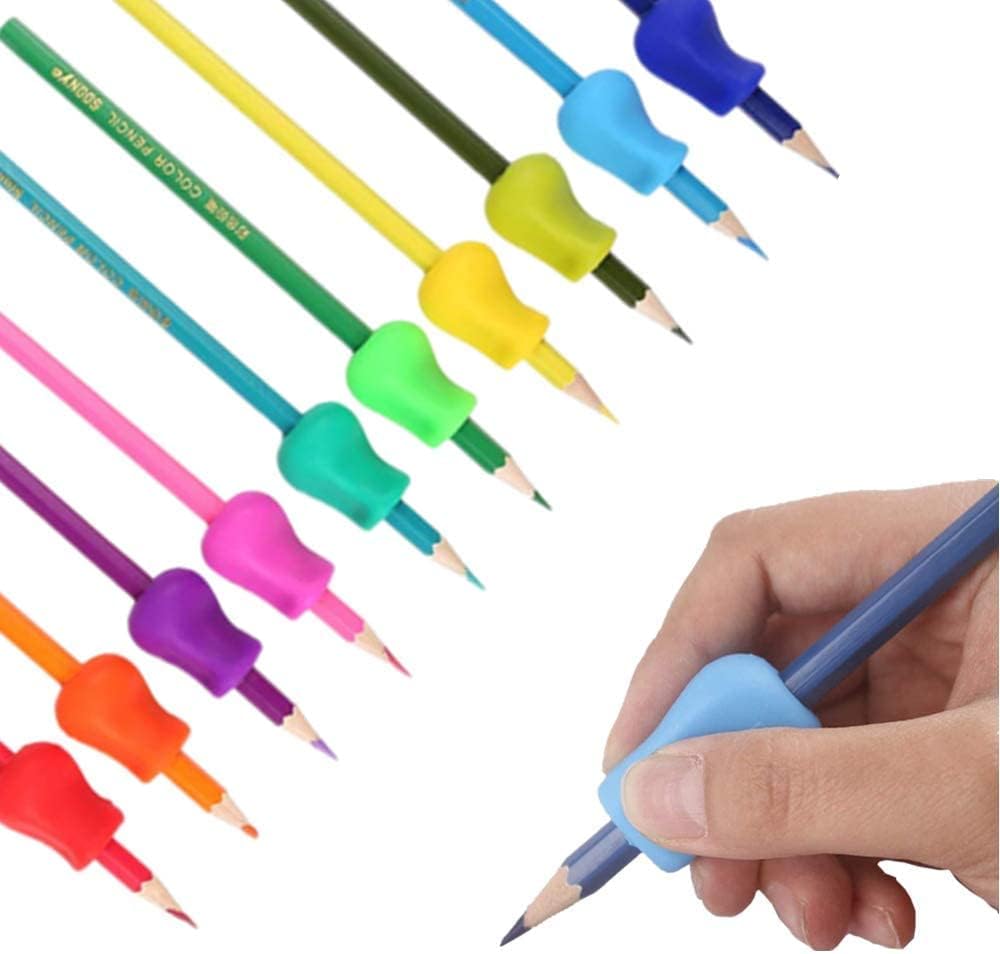 Pencil Grips Universal Ergonomic Handwriting Trainers Training Pencil Holder for Kids Handwriting Posture Correction Training Tools Writing Aid Training Grip Silicone Finger Grip for Righties and Lefties, Kids and Adults, 10 Counts - Image 6