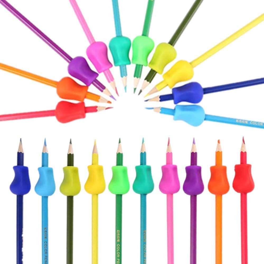 Pencil Grips Universal Ergonomic Handwriting Trainers Training Pencil Holder for Kids Handwriting Posture Correction Training Tools Writing Aid Training Grip Silicone Finger Grip for Righties and Lefties, Kids and Adults, 10 Counts - Image 7