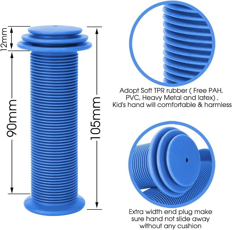 Kids Bike Grips - Kid Bicycle Grips Handlebar 22.2mm for 12”to 16”Bike with Safe Mushroom Pattern | 105mm Soft Toddler Balance Bike Grips Mini Kick Scooter Tricycle Grips for Boys Girls - Image 3