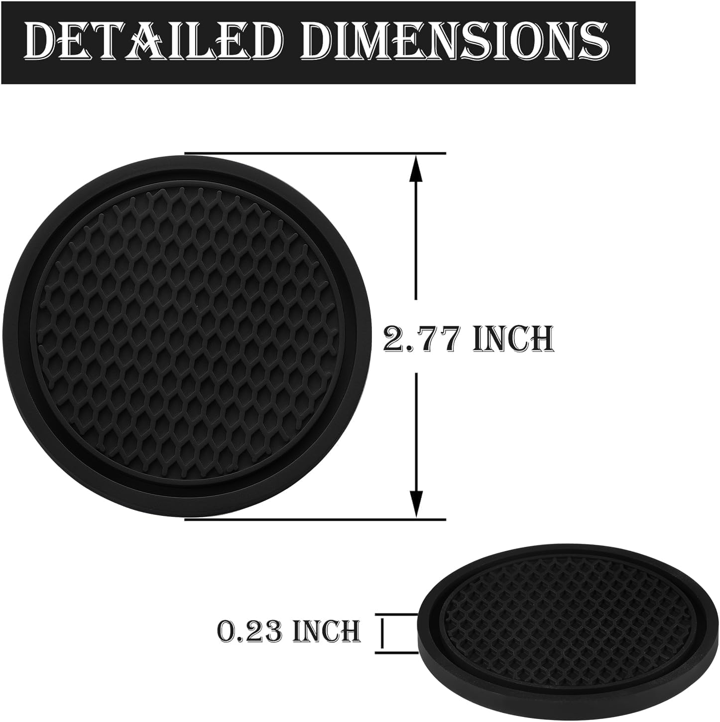 Car Cup Coaster, 4PCS Universal Non-Slip Cup Holders Embedded in Ornaments Coaster, Car Interior Accessories, Black - Image 2
