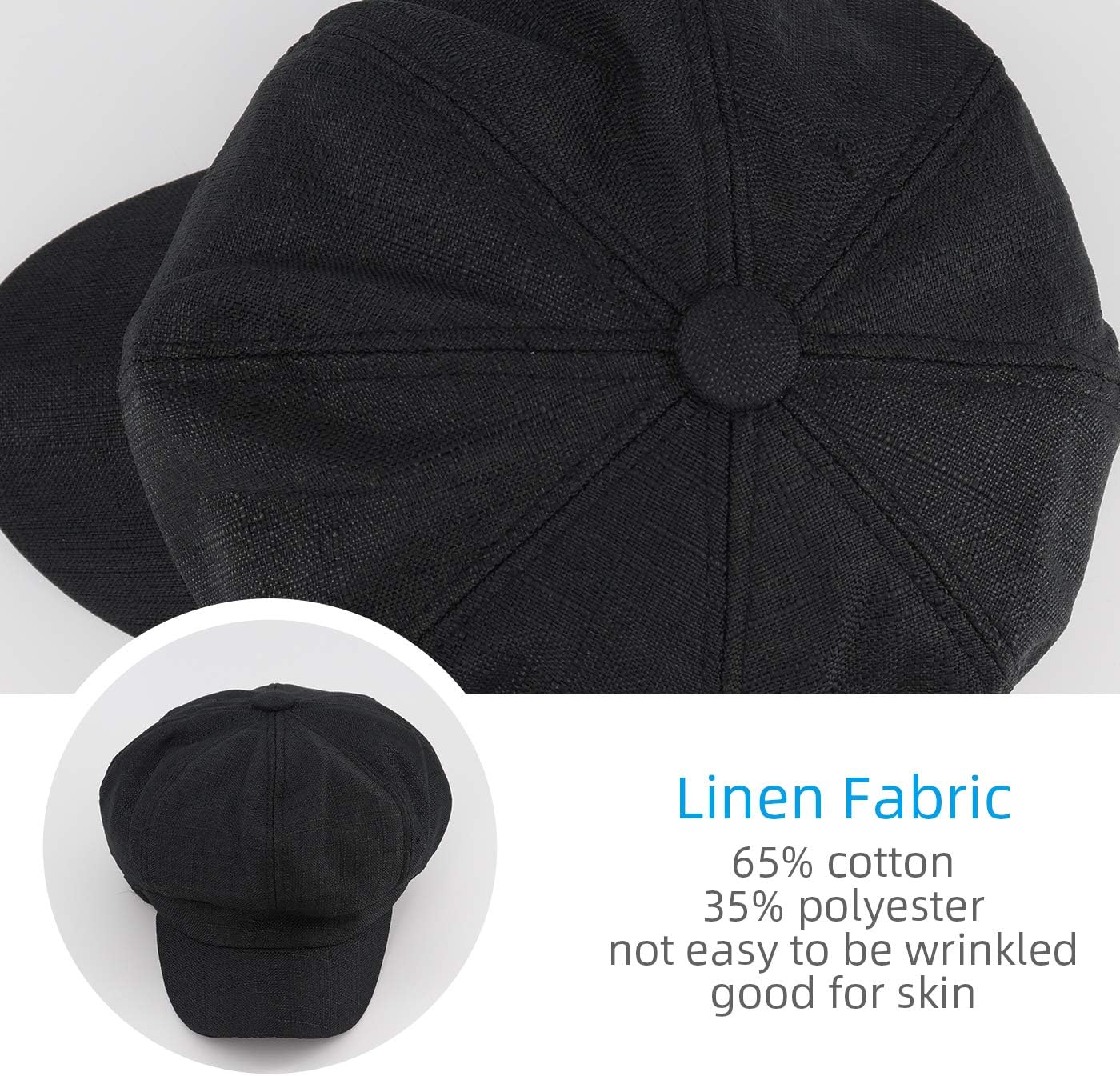 Newsboy Cap Ivy Cap Plain Cabbie Visor Beret Gatsby Ivy Caps for Women Newsboy Cap Lightweight Summer Prime Gatsby Cap Driving Hats Ivy Hat Adjustable Beret Cotton - Image 2