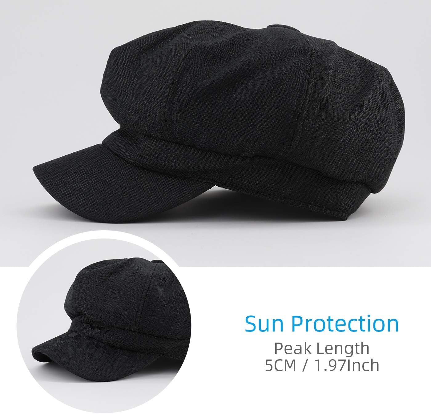 Newsboy Cap Ivy Cap Plain Cabbie Visor Beret Gatsby Ivy Caps for Women Newsboy Cap Lightweight Summer Prime Gatsby Cap Driving Hats Ivy Hat Adjustable Beret Cotton - Image 3