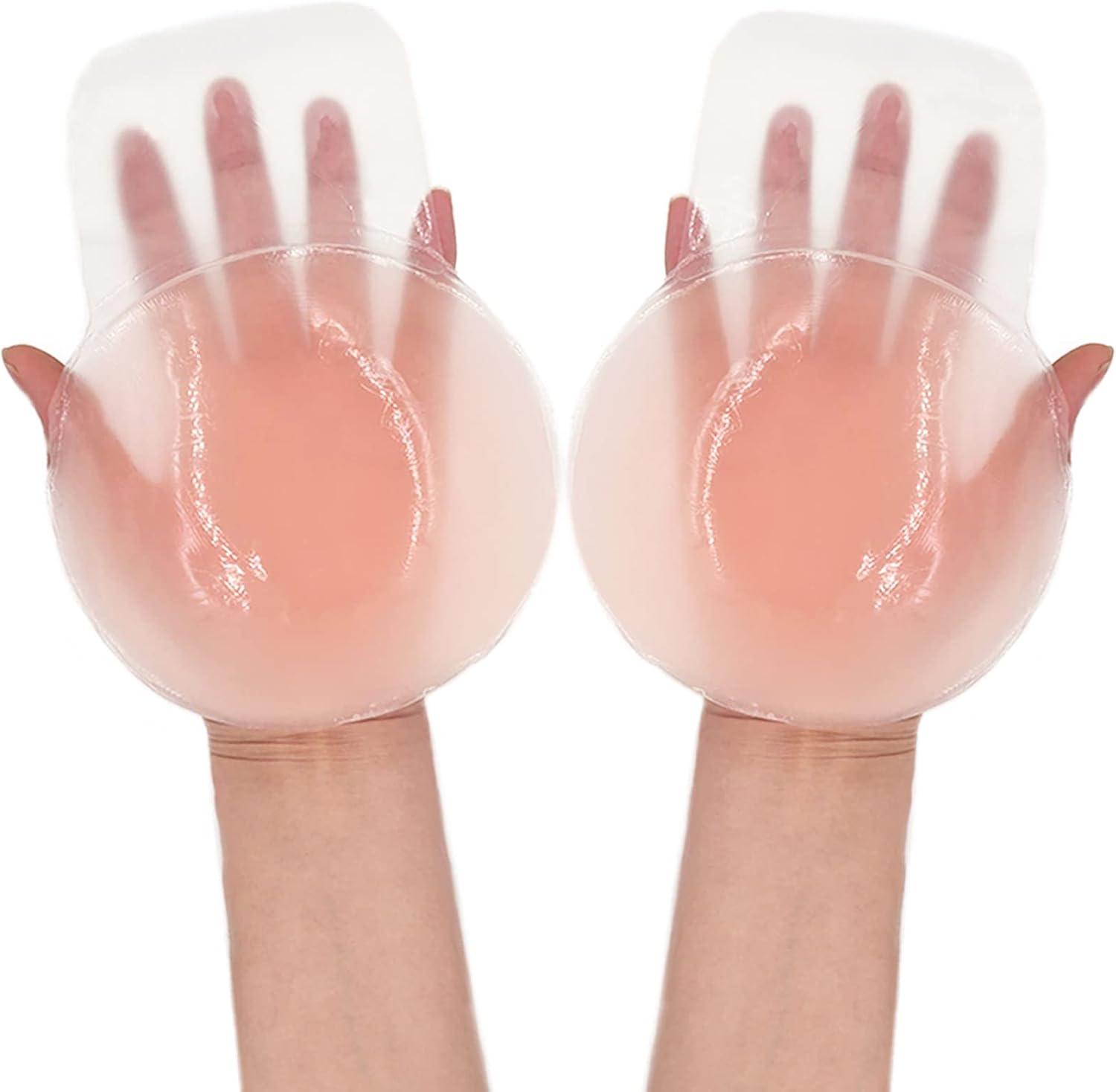 Breast Lift Pasties Nipple Cover: 5.1inch Silicone Sticky Bra for Women Reusable Strapless Boob Petals, Pink, Large - Image 1