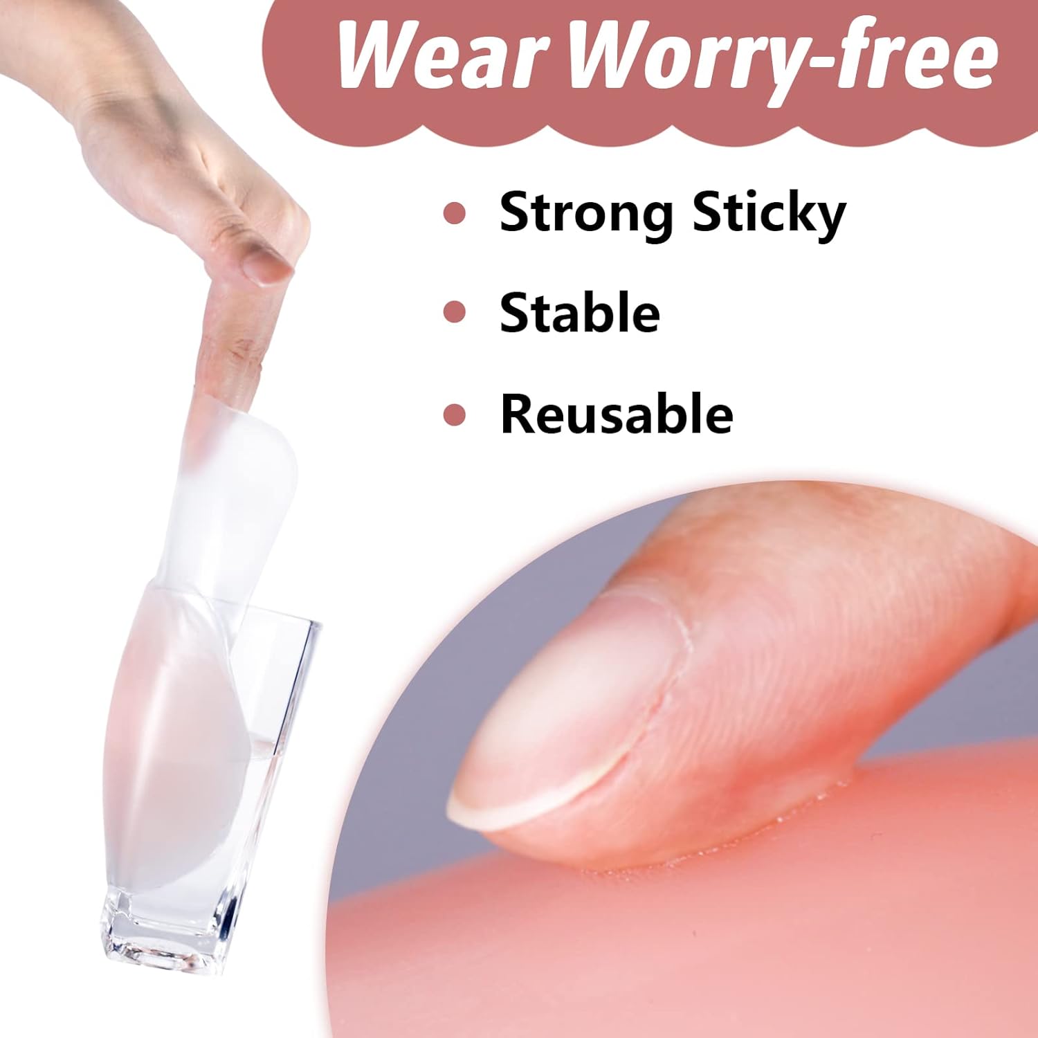 Breast Lift Pasties Nipple Cover: 5.1inch Silicone Sticky Bra for Women Reusable Strapless Boob Petals, Pink, Large - Image 3