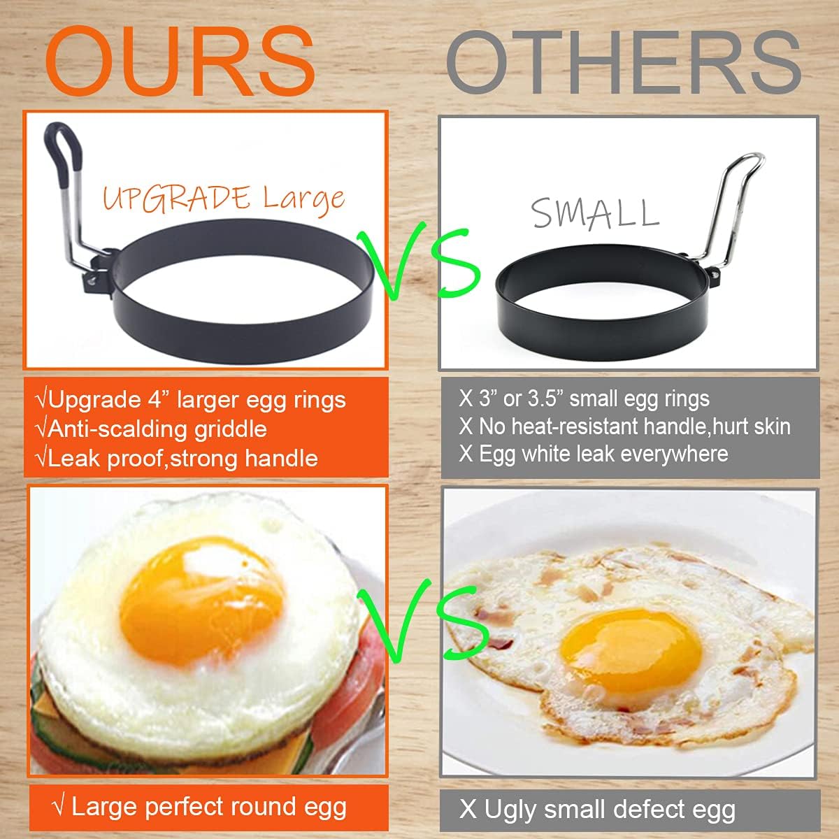 Egg Ring, 4 Packs Upgrade Large 4