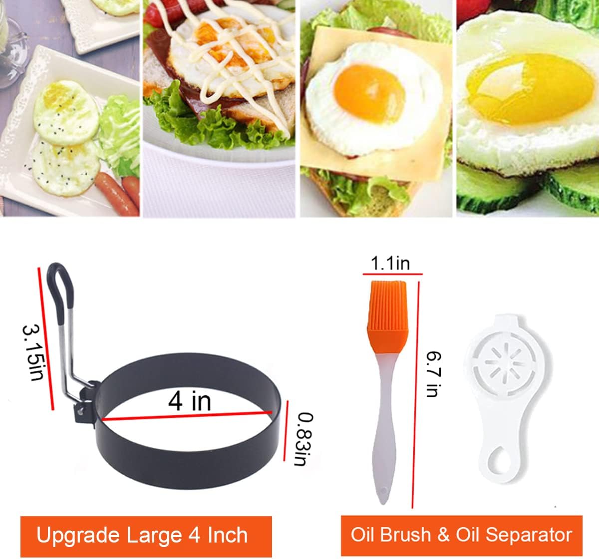 Egg Ring, 4 Packs Upgrade Large 4