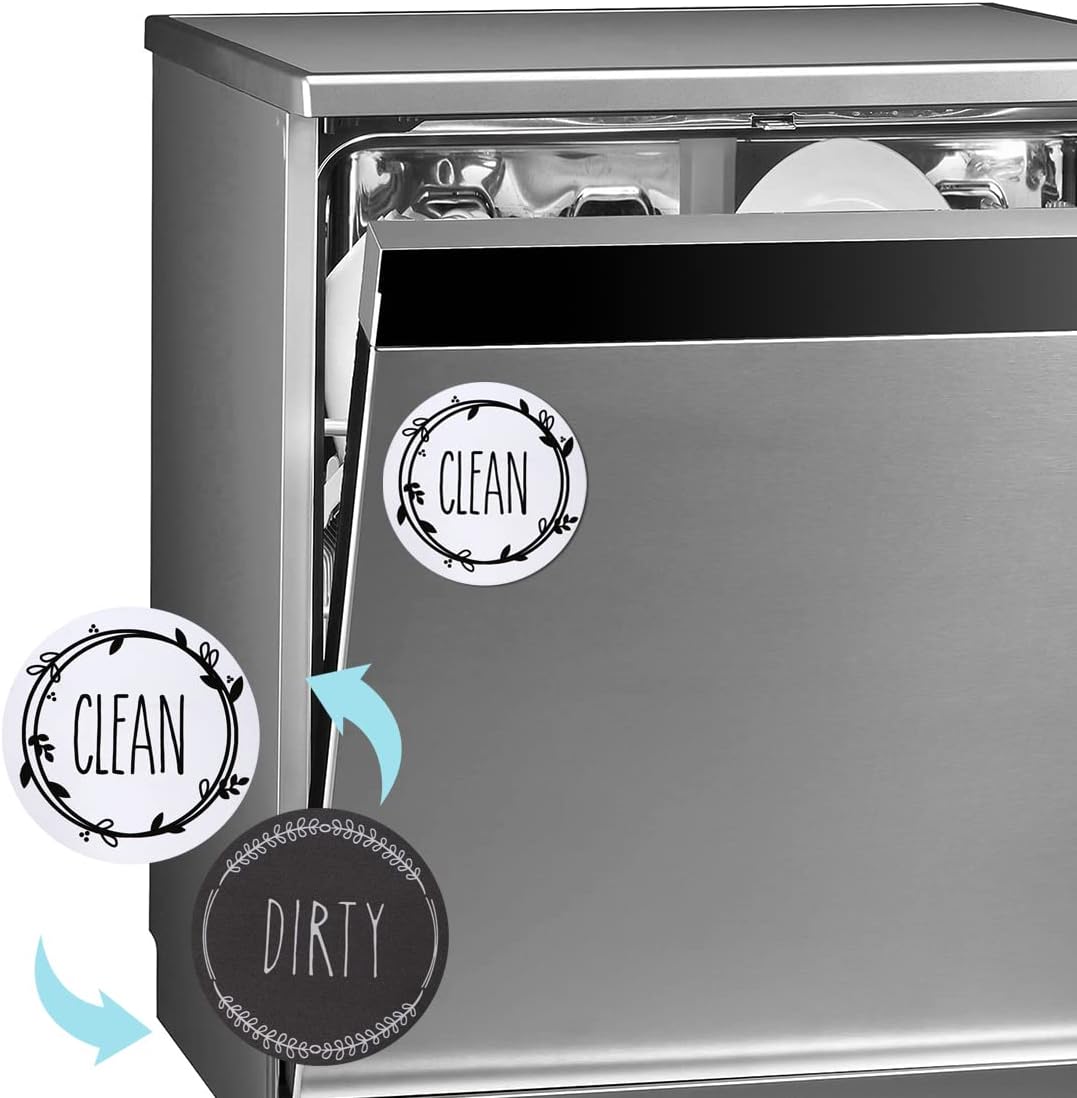 Dishwasher Magnet Clean Dirty Sign Farmhouse Dirty Clean Dish Washer Magnet Double Sided Universal Indicator with Magnetic for Kitchen Refrigerator - Image 5