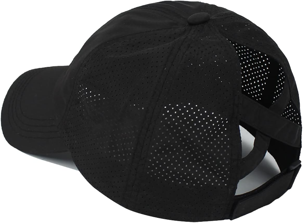 Womens Criss Cross Ponytail Baseball Cap Adjustable Messy Bun Mesh Quick Drying Hat - Image 2