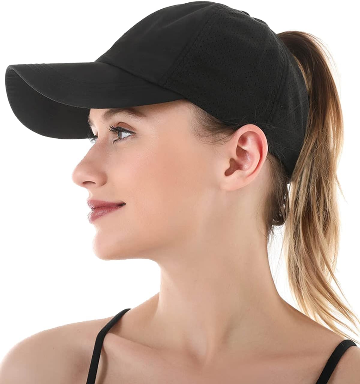 Womens Criss Cross Ponytail Baseball Cap Adjustable Messy Bun Mesh Quick Drying Hat - Image 3