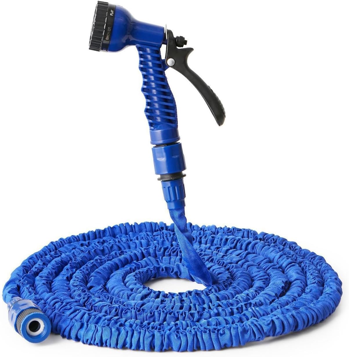 Expandable Garden Hose (16ft to 50ft), Aluminium Connector with 7 Functioning Nozzles, Multi-Purpose Garden Hose Sprayer, Garden Patio Sprayer for Watering Plants, Cleaning Cars or Pets (Blue) - Image 1