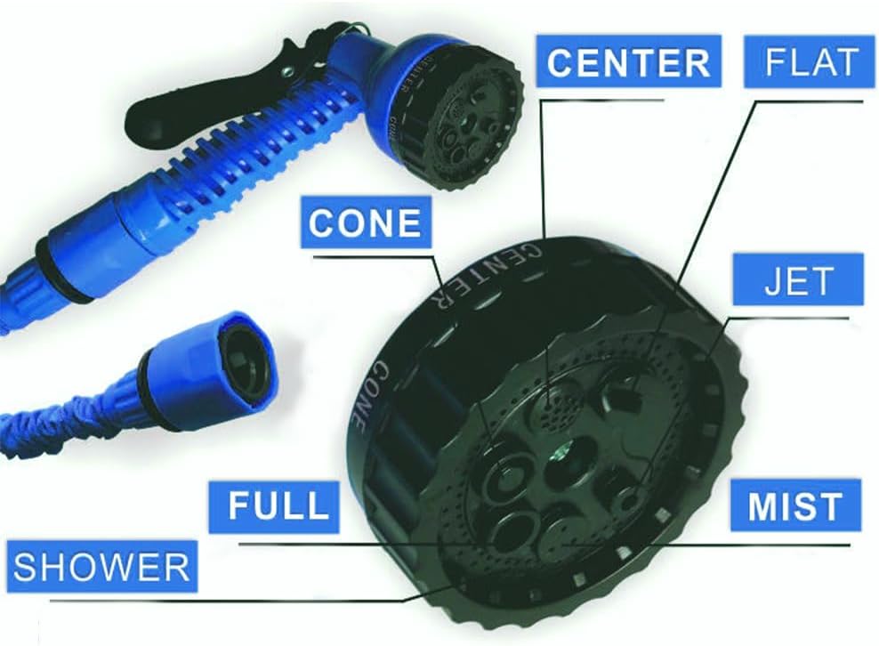 Expandable Garden Hose (16ft to 50ft), Aluminium Connector with 7 Functioning Nozzles, Multi-Purpose Garden Hose Sprayer, Garden Patio Sprayer for Watering Plants, Cleaning Cars or Pets (Blue) - Image 5