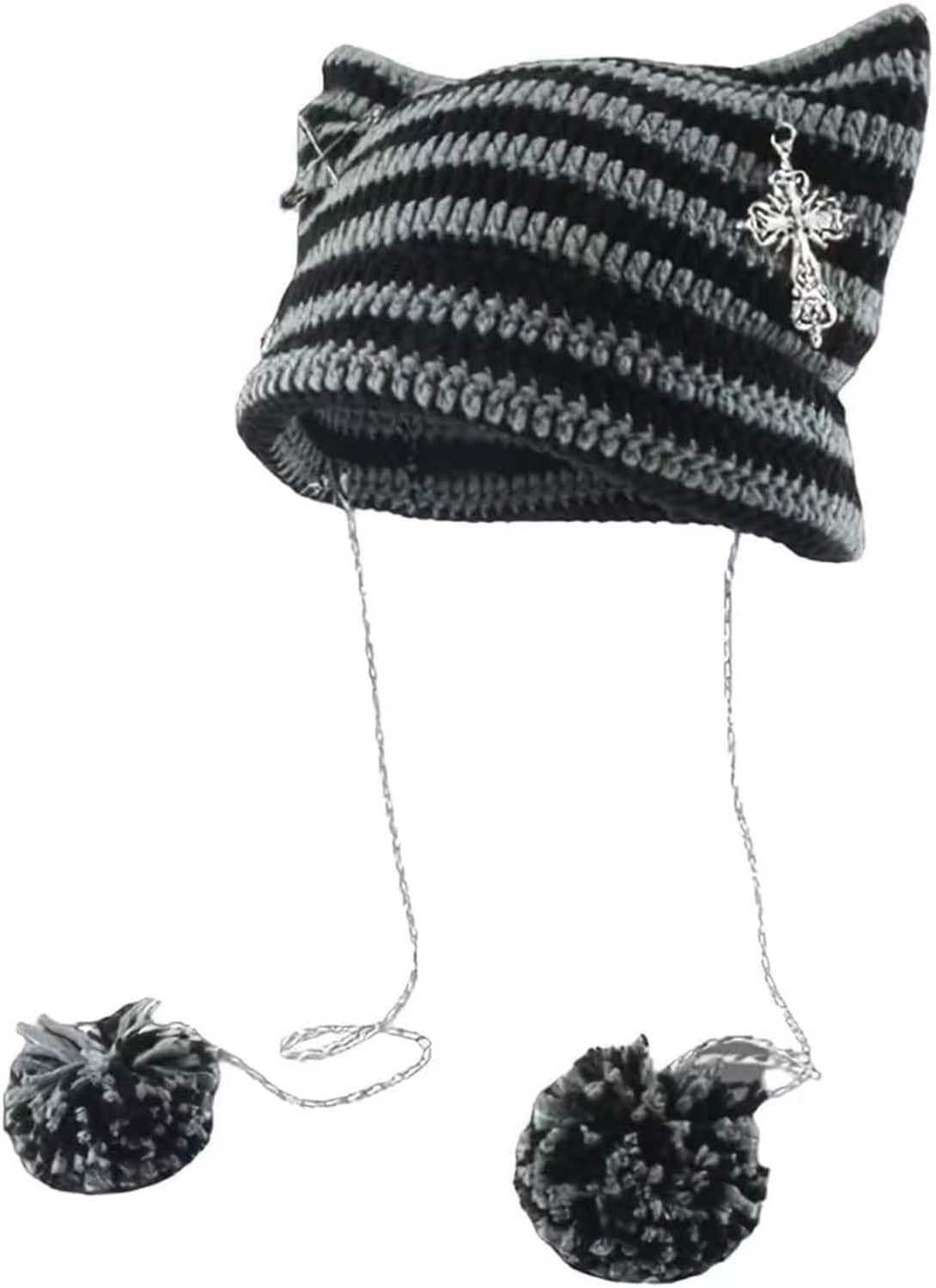 Grunge Beanies Crochet Knitted Hats for Women Girls Fox Cat Ear Goth Emo Alt Y2K Accessories Grunge Clothes - Image 1