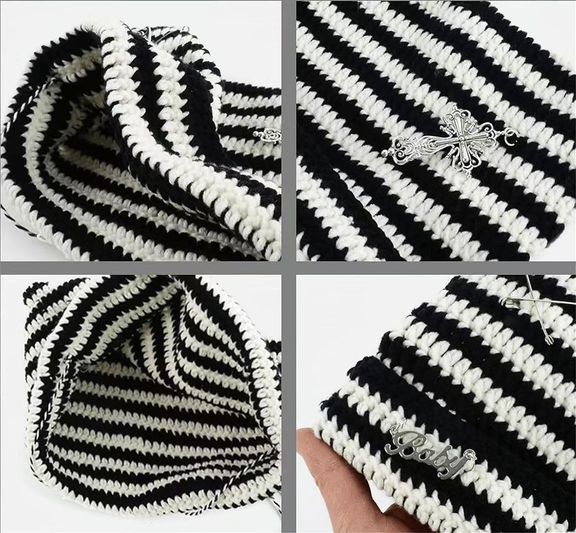 Grunge Beanies Crochet Knitted Hats for Women Girls Fox Cat Ear Goth Emo Alt Y2K Accessories Grunge Clothes - Image 2