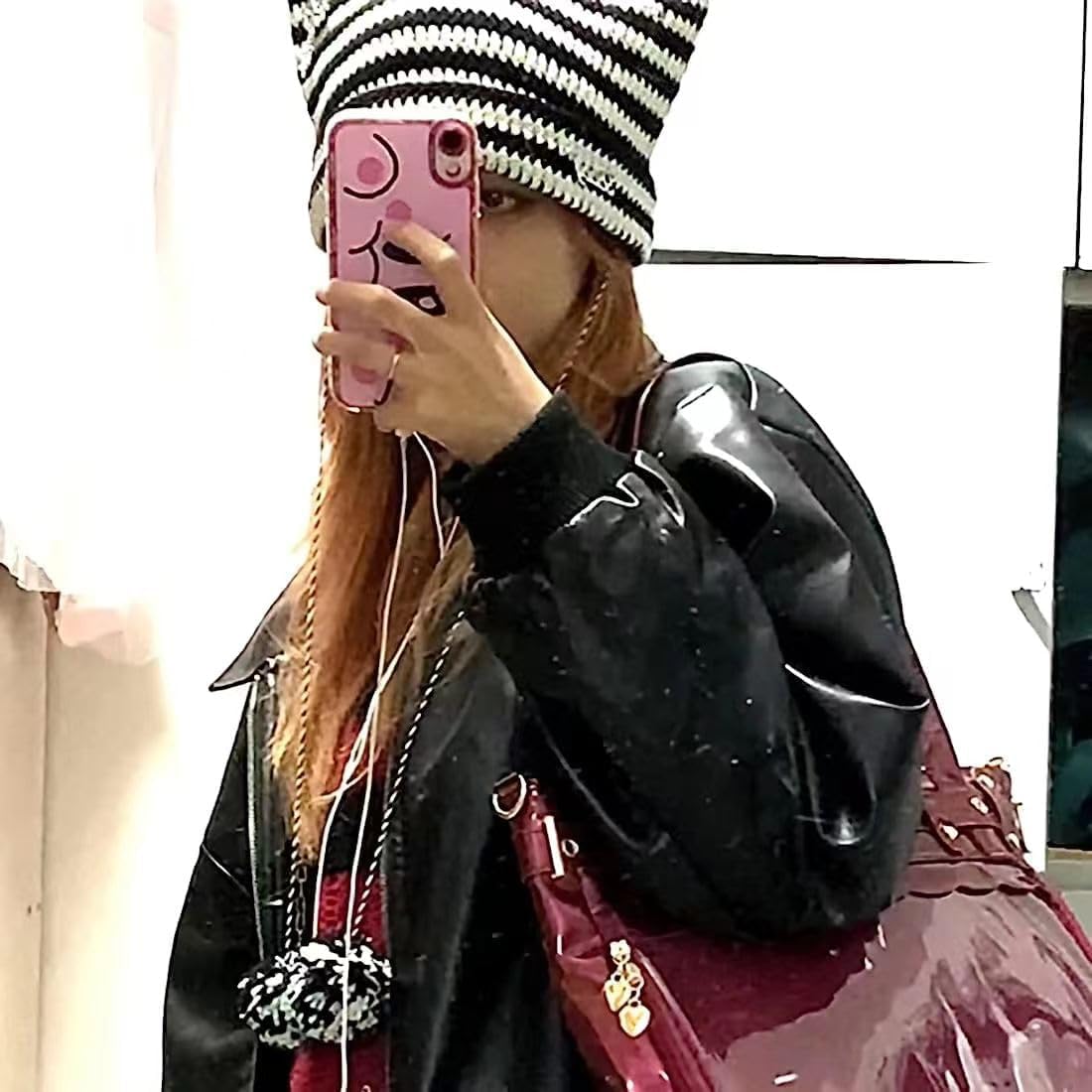Grunge Beanies Crochet Knitted Hats for Women Girls Fox Cat Ear Goth Emo Alt Y2K Accessories Grunge Clothes - Image 5