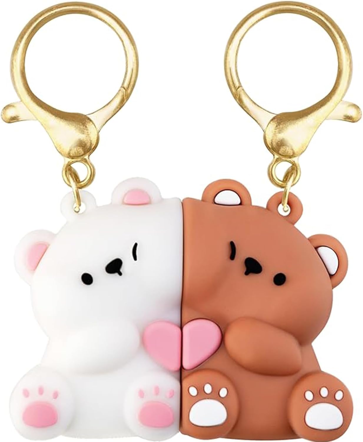 Couple's Bear Magnetic Keychain Charm, Cute Bear Keychain Set for Couples Matching Keychain - Image 1