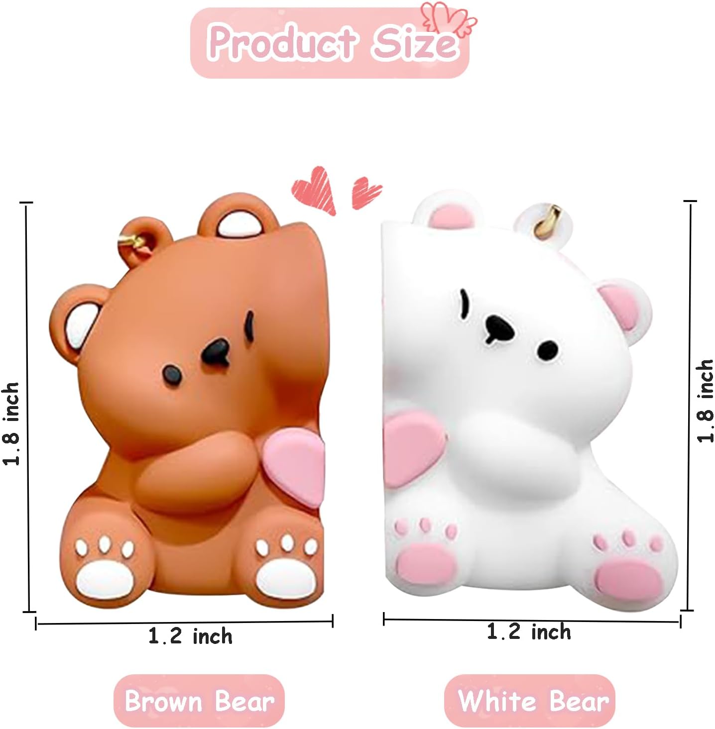 Couple's Bear Magnetic Keychain Charm, Cute Bear Keychain Set for Couples Matching Keychain - Image 2