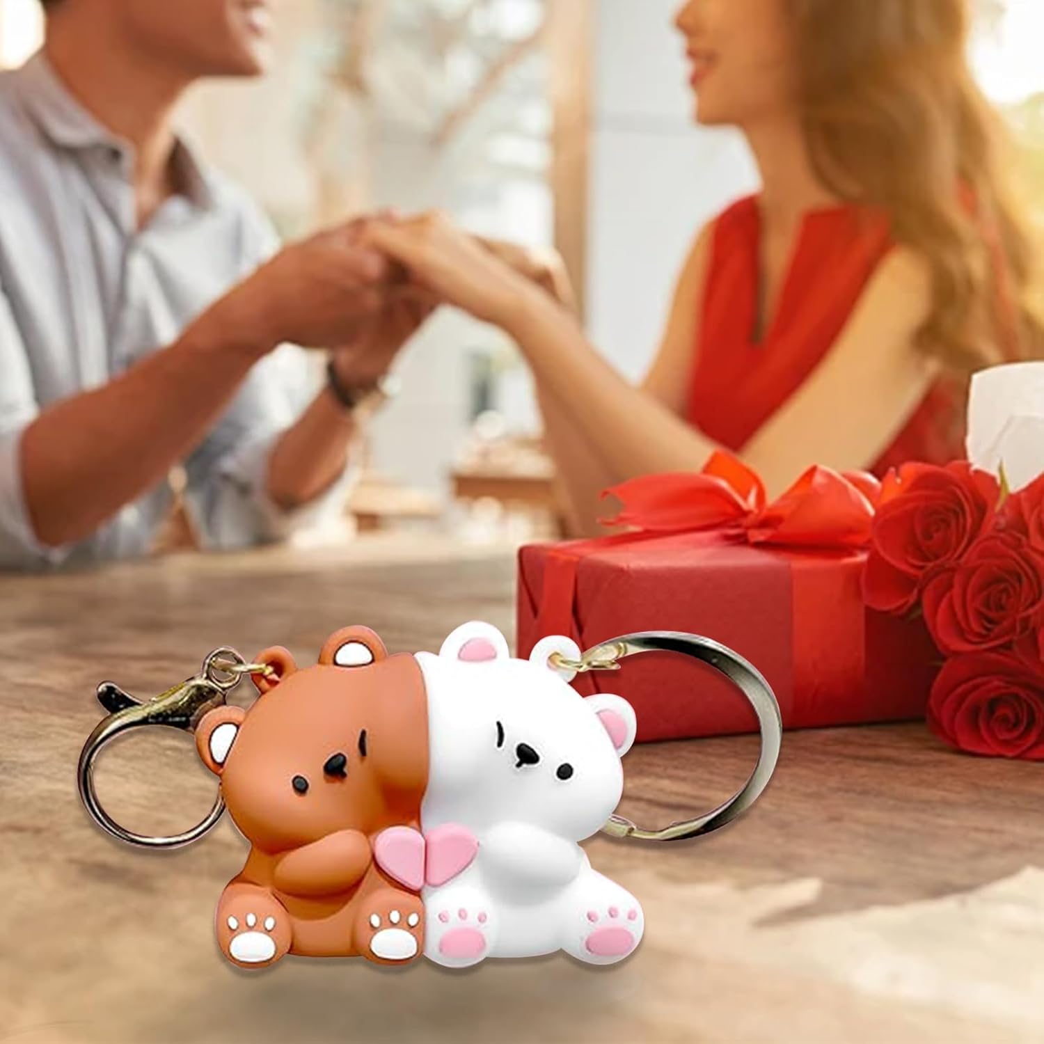 Couple's Bear Magnetic Keychain Charm, Cute Bear Keychain Set for Couples Matching Keychain - Image 4