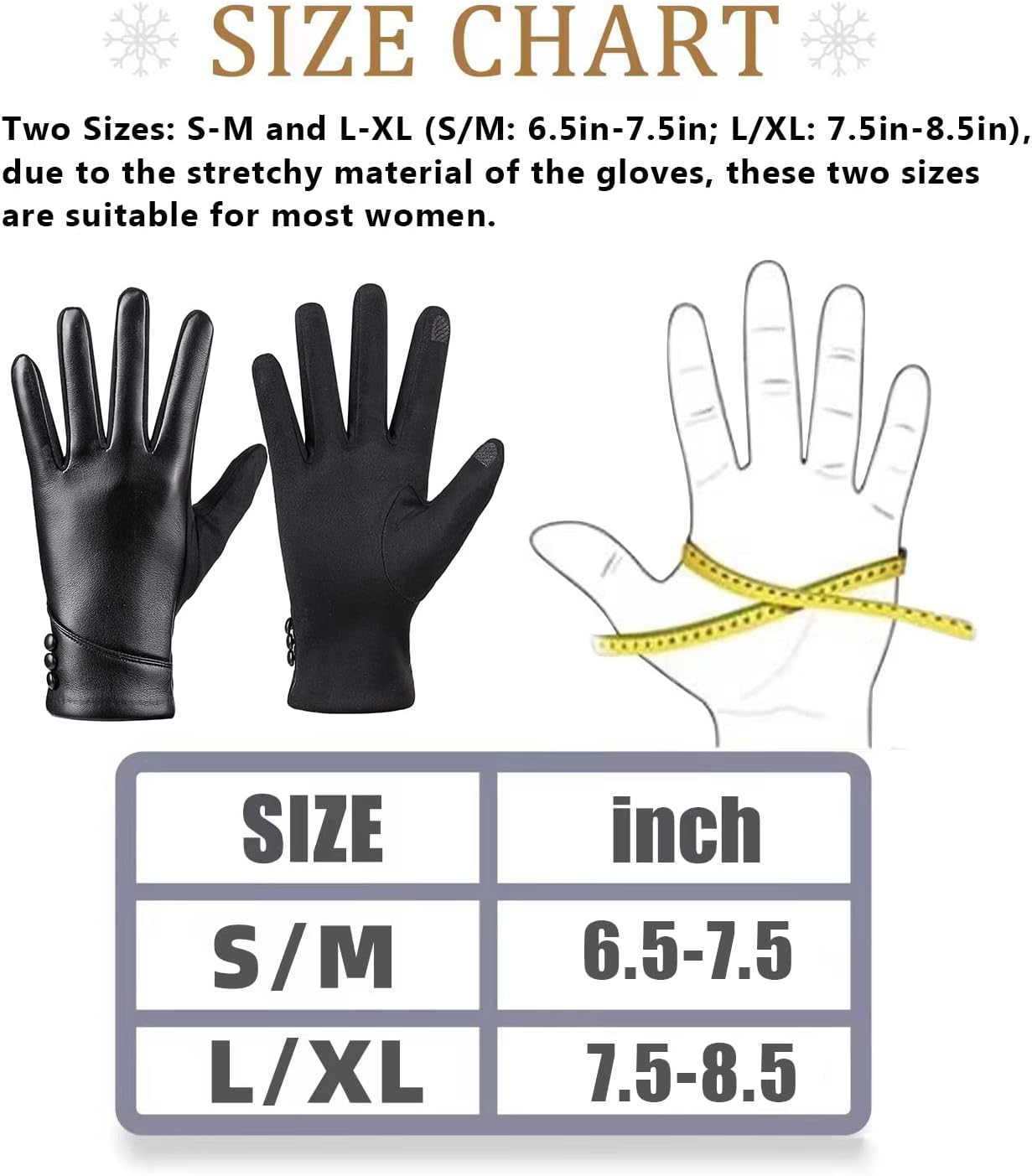 Womens Winter Leather Gloves Touch Screen Wool Lined Windproof Warm Suede Fashion Dress Gloves - Image 7