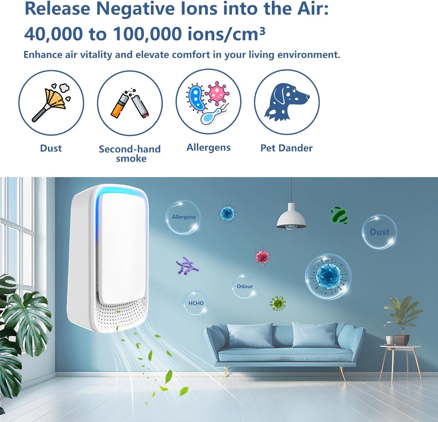 2 Pack Plug-In Negative Ion Ionizer for Home, Office, Kitchen, Bedroom, Bathroom - Filterless, Quiet Operation, Portable Mini Air Cleaner - Image 3