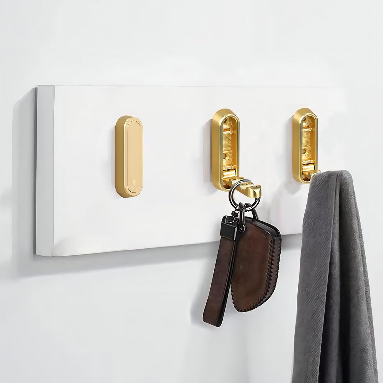Brushed Gold Foldable Towel Hooks for Bathroom 2 Pack,Wall Hooks for Hanging Heavy Duty Coat Robe Purse Hooks, Foldable Hooks Storage Solution for Bathroom,Closet,Entryway,Pool (2, Brushed Gold) - Image 5