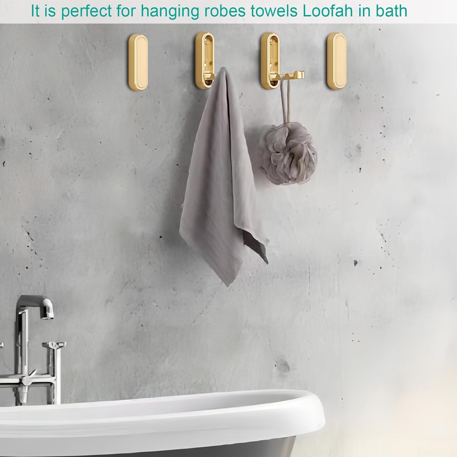 Brushed Gold Foldable Towel Hooks for Bathroom 2 Pack,Wall Hooks for Hanging Heavy Duty Coat Robe Purse Hooks, Foldable Hooks Storage Solution for Bathroom,Closet,Entryway,Pool (2, Brushed Gold) - Image 7