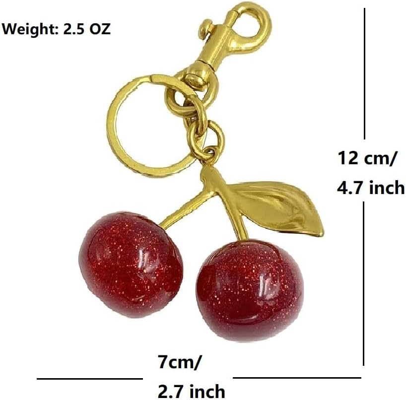 Cherry Bag Charm, Cute Keychain with Metal Key Ring and Clip, Cherry Charm for Purse,Key,Car Remote,Bags Accessories for Women Girls, Medium, Resin, Metal, No Gemstone - Image 6