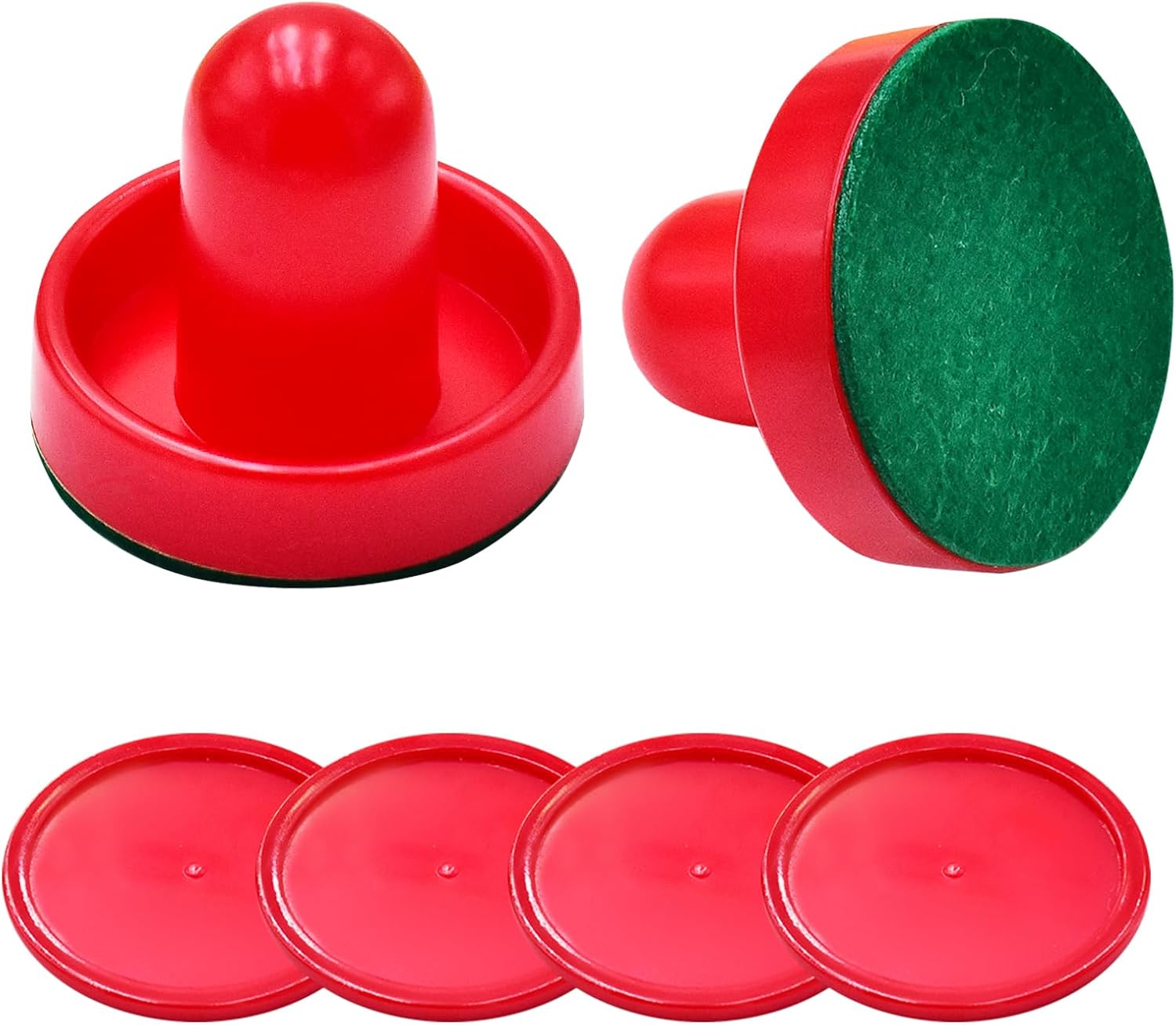 Mini Air Hockey Set - 2 Red Pushers and 4 Red Pucks (60mm) - Great Goal Handles and Paddles Replacement Accessories - Image 1