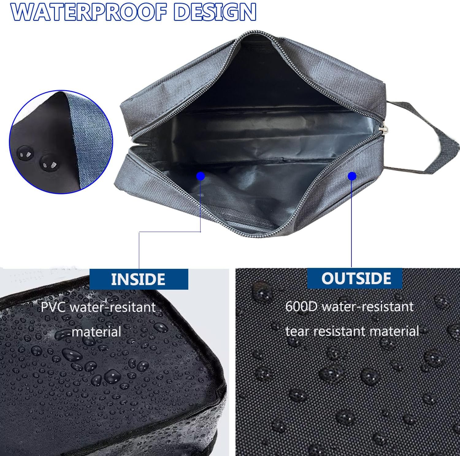 Toiletry Bag for Men,  Travel Shaving Bag Dopp Kit Water-Resistant Cosmetic Bag Travel Organizer for Toiletries Accessories (Navy Blue) - Image 3