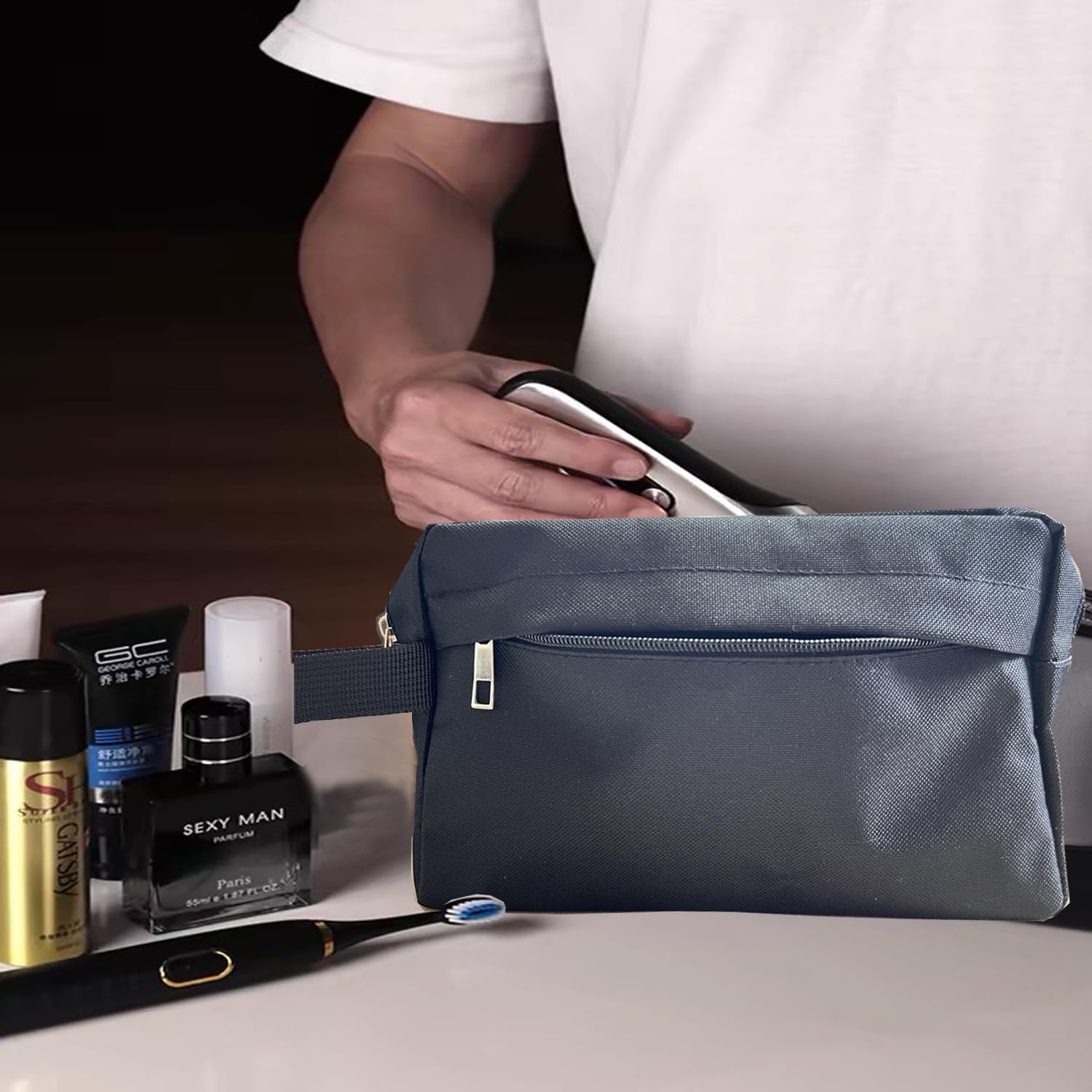 Toiletry Bag for Men,  Travel Shaving Bag Dopp Kit Water-Resistant Cosmetic Bag Travel Organizer for Toiletries Accessories (Navy Blue) - Image 6