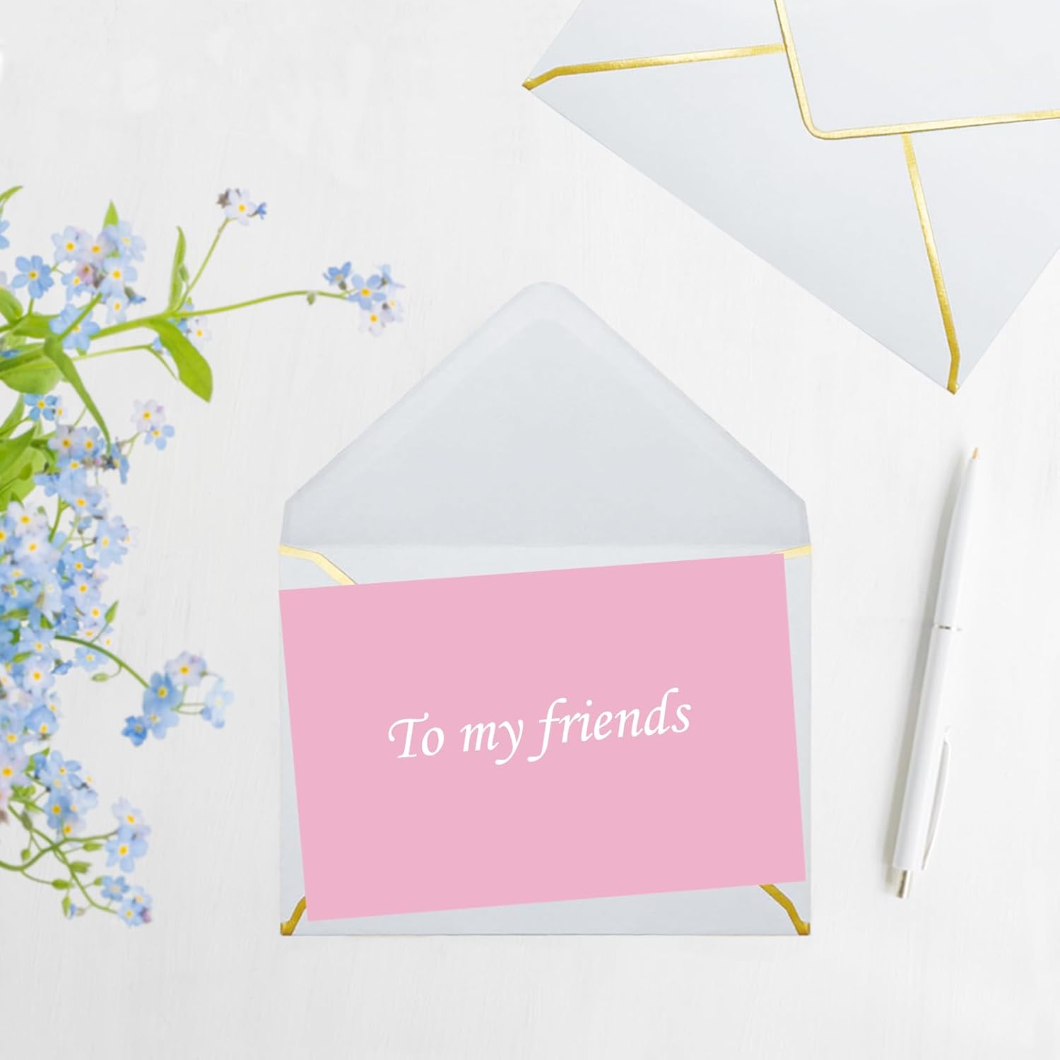 5x7 Envelopes for Invitations with Gold Border, 50 Pack A7 Envelopes with V-Flap, Self Seal Greeting Card Gift Card Envelopes Invitation Envelopes for Wedding, Graduation, Baby Shower, Party (White) - Image 7