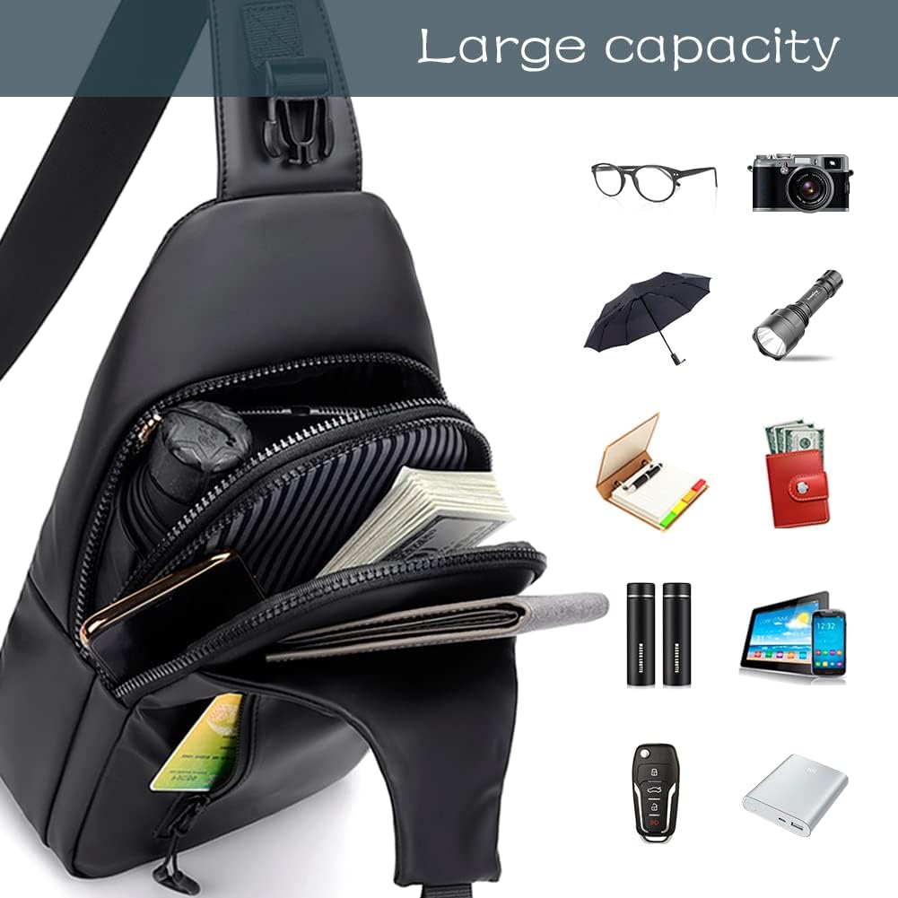 Small Crossbody Sling Backpack  Casual Chest Daypack with USB Charger Port Waterproof Outdoor Chest Sling Bag Shoulder Chest Bag Daypack for Women & Men Perfect for Traveling Hiking Cycling - Image 2