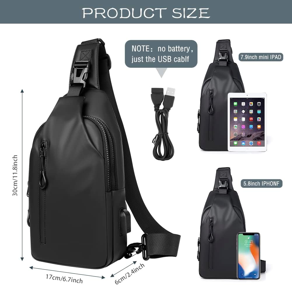 Small Crossbody Sling Backpack  Casual Chest Daypack with USB Charger Port Waterproof Outdoor Chest Sling Bag Shoulder Chest Bag Daypack for Women & Men Perfect for Traveling Hiking Cycling - Image 6