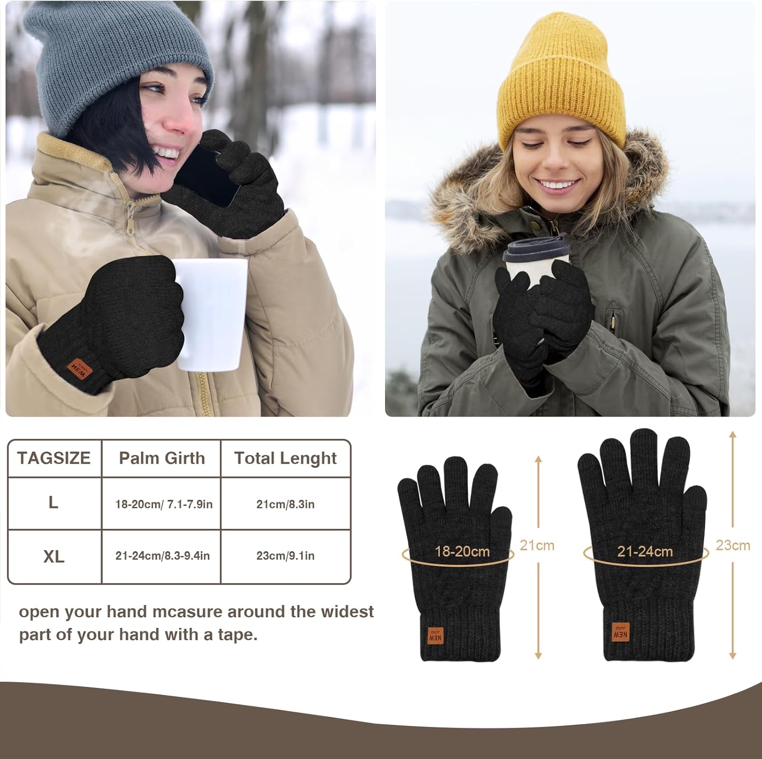 Winter Thermal Gloves Men Women, Thick Knited Touch Screen Gloves Warm Fleece Lined Gloves for Driving Running - Image 5