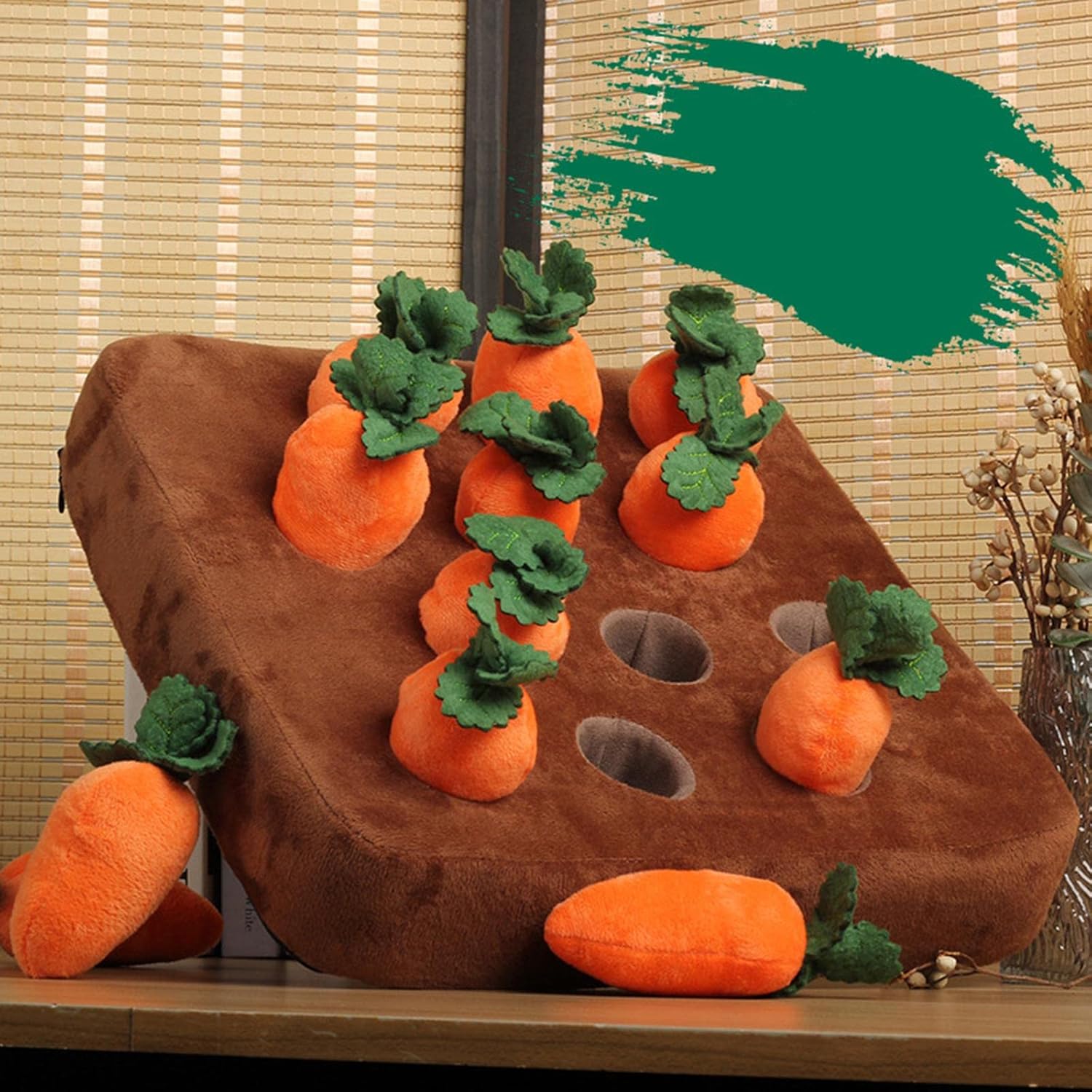Dog Carrot Plush Toy, Vegetable Fruit for Dogs Cats IQ Toy, Pull The Carrot Stuffed Toy, Molars Toy Pet Interaction, Pet Feeding Training, 12Pcs Carrot - Image 5