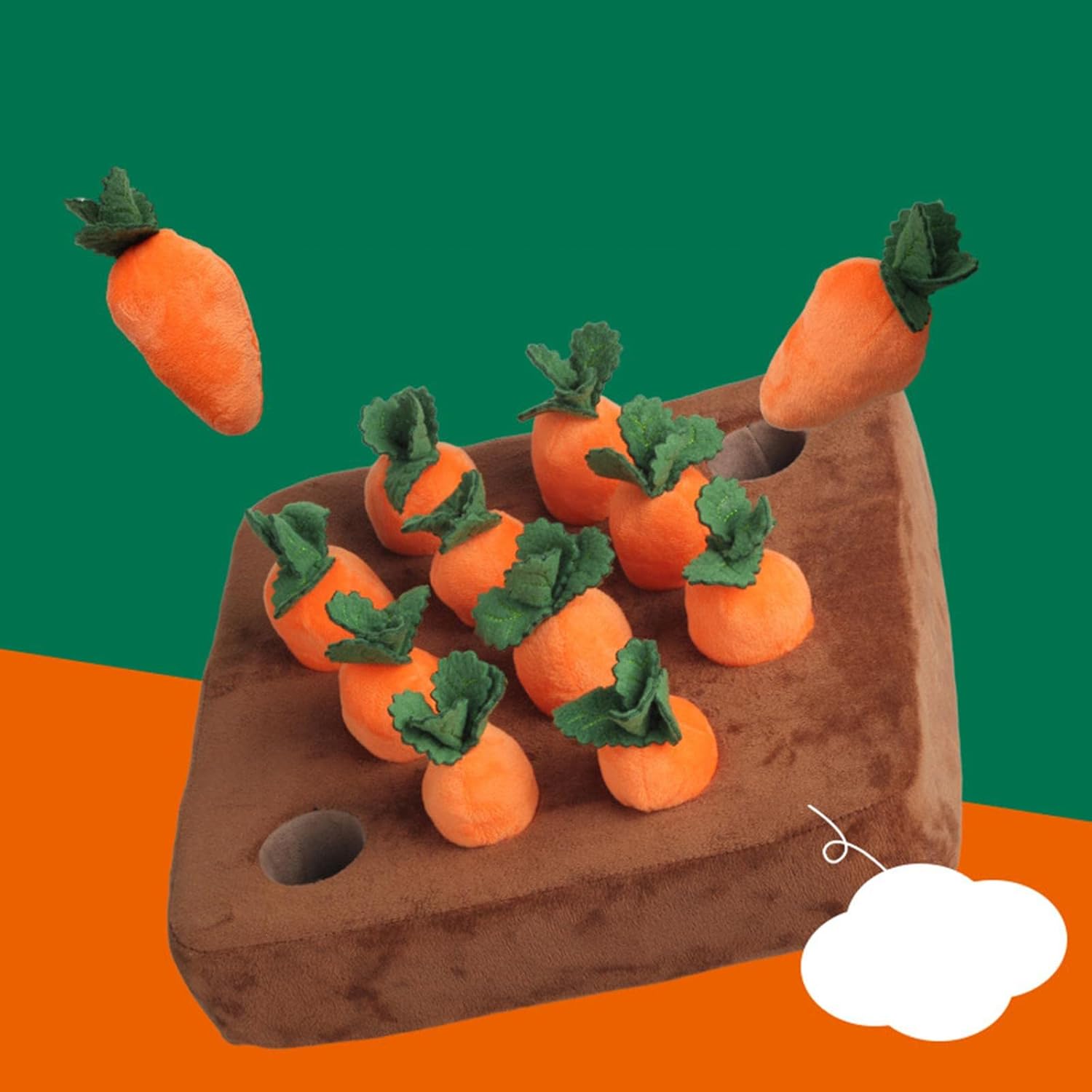 Dog Carrot Plush Toy, Vegetable Fruit for Dogs Cats IQ Toy, Pull The Carrot Stuffed Toy, Molars Toy Pet Interaction, Pet Feeding Training, 12Pcs Carrot - Image 7