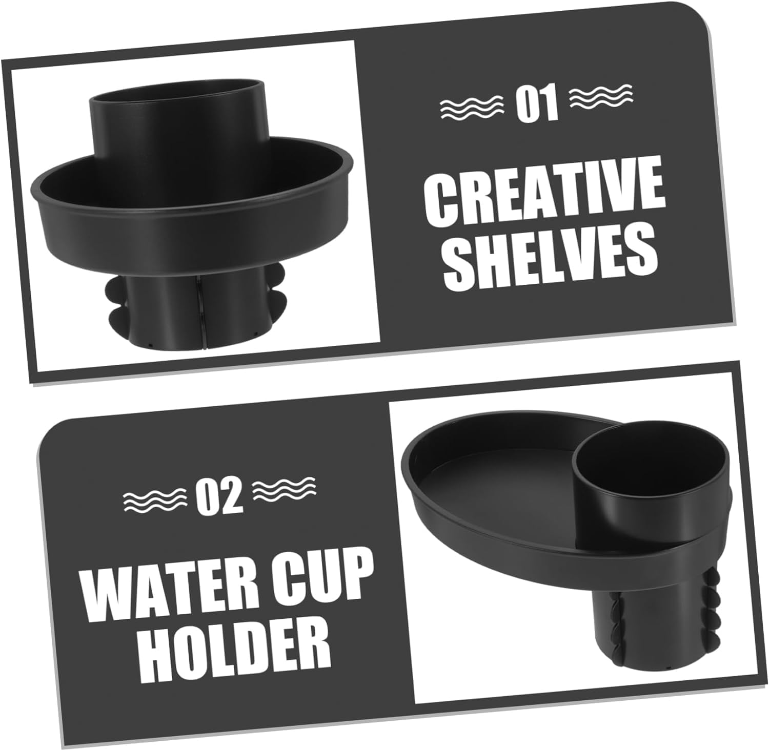 Car Seat Snack Tray, Portable Cup Holder Plate, Toddler Car Seat Cup Holder Food Tray with Expandable Base, Cup Holder Tray for Car Seats, 360° Rotatable Car Seat Tray for Kids Travel black - Image 3