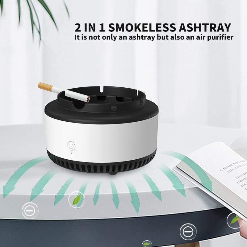 Smokeless Ashtrays for Cigarettes Indoor, Air Purifier,Best Gifts for Smokers, Suitable for Home Car Office Outdoor- Gray - Image 2